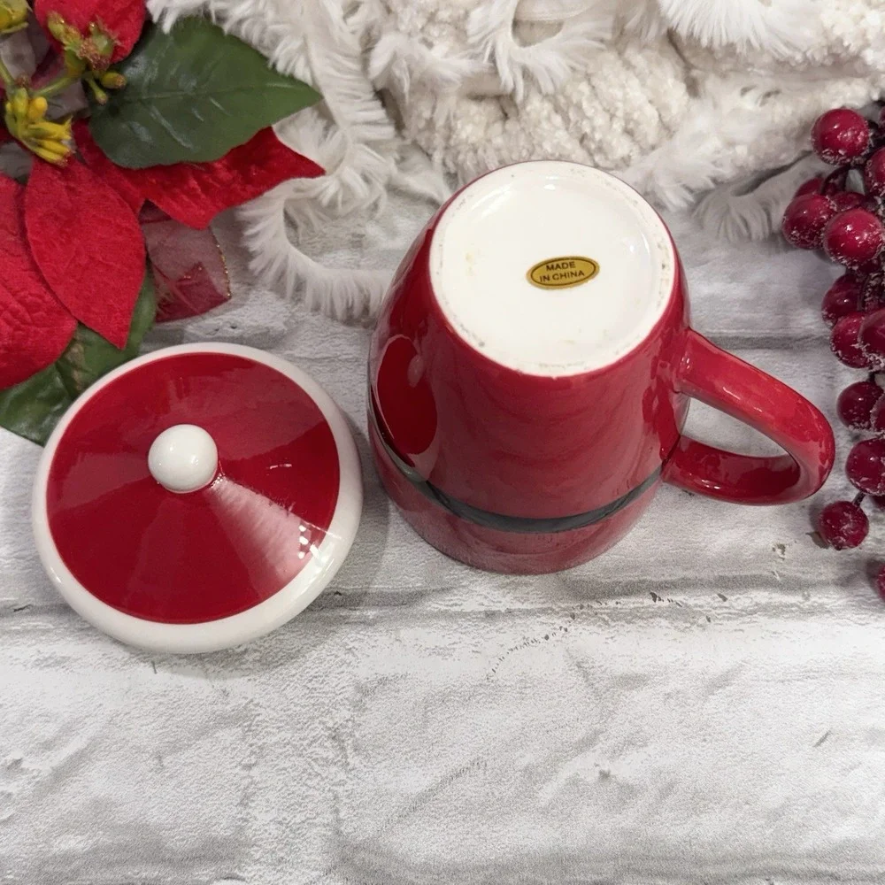Cookies for Santa Ceramic Plate & Milk Mug Red & White Christmas Holiday Decore